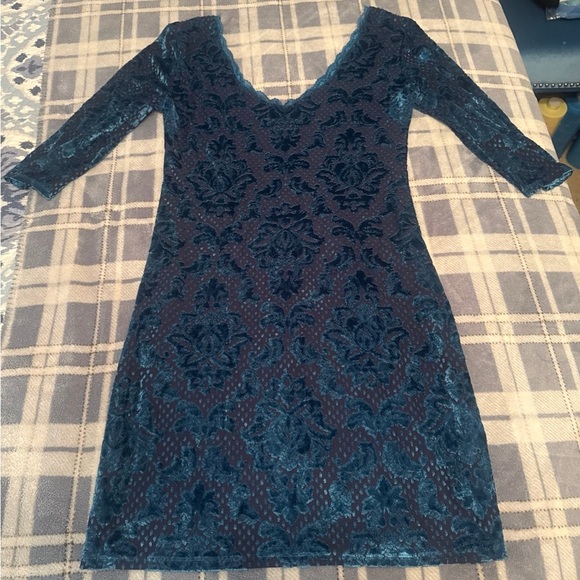 Free People Teal Long Sleeve Dress - Picture 3 of 4